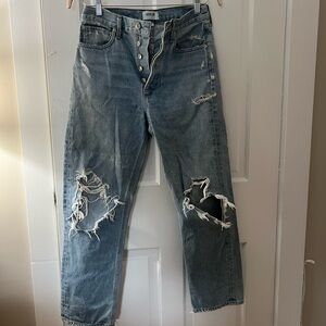 Agolde Ripped Light Blue Boyfriend Jeans